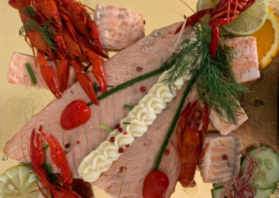Filet de saumon rose Bellevue, écrevisses en Demoiselle