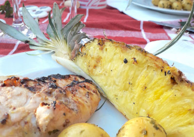 blanc de poulet et ananas grillé